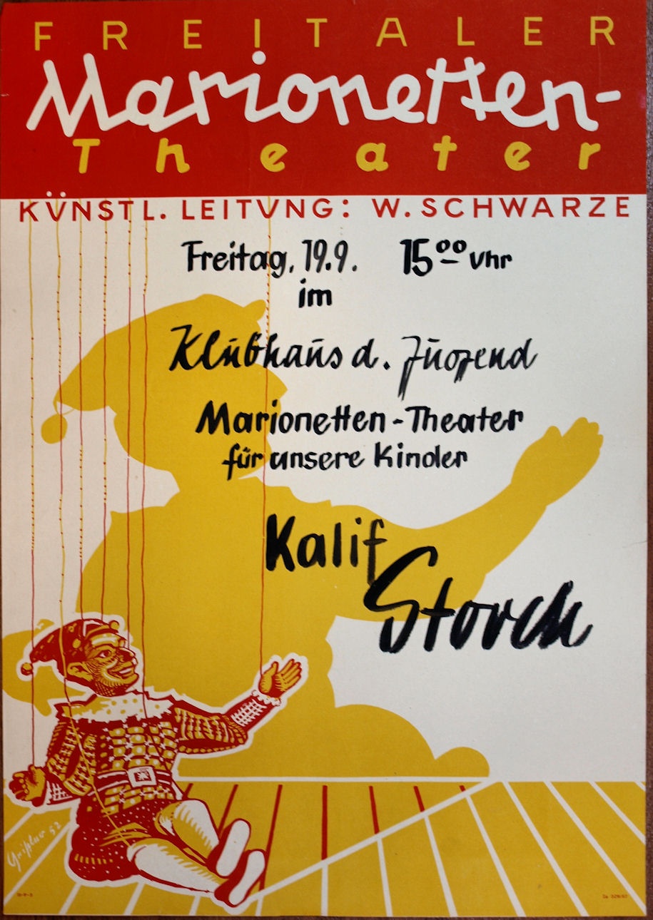 Plakat/ Kultur &quot;Freitaler Marionetten- Theater&quot;, DDR, Weißenfels 1957 (Museum Weißenfels - Schloss Neu-Augustusburg CC BY-NC-SA)