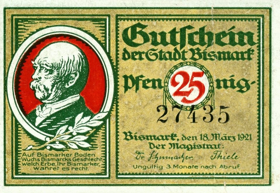 Kleingeldschein Stadt Bismark (25 Pfennig) (Kulturstiftung Sachsen-Anhalt CC BY-NC-SA)