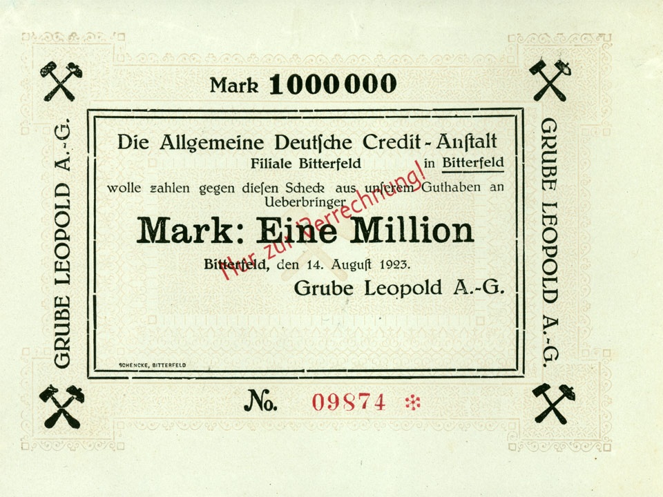 Scheck über 1.000.000 Mark (Grube Leopold AG) (Kulturstiftung Sachsen-Anhalt CC BY-NC-SA)