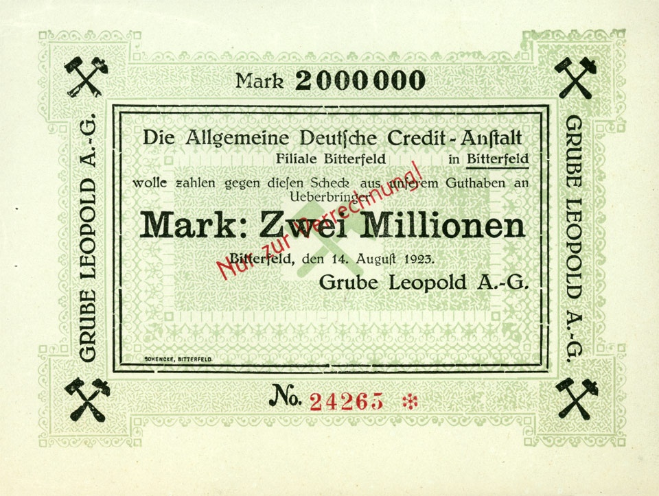 Scheck über 2.000.000 Mark (Grube Leopold AG) (Kulturstiftung Sachsen-Anhalt CC BY-NC-SA)