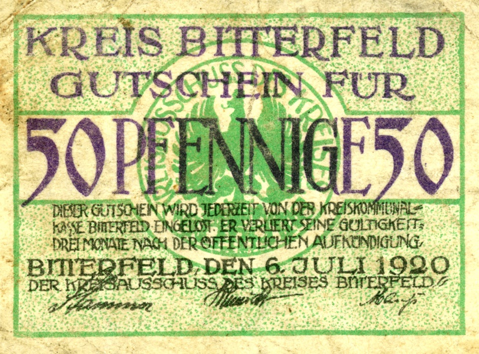 Kleingeldschein Kreis Bitterfeld (50 Pfennig) (Kulturstiftung Sachsen-Anhalt CC BY-NC-SA)