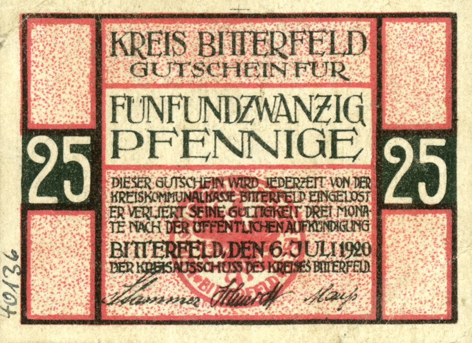 Kleingeldschein Kreis Bitterfeld (25 Pfennig) (Kulturstiftung Sachsen-Anhalt CC BY-NC-SA)