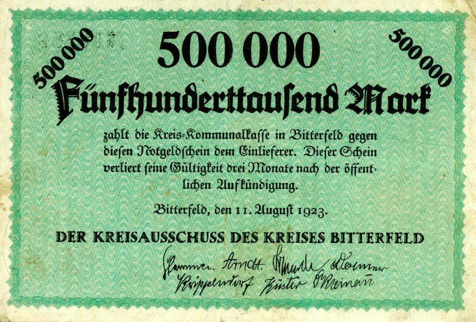 Schein der Hochinflation (Kreis Bitterfeld, 500000 Mark) (Kulturstiftung Sachsen-Anhalt CC BY-NC-SA)