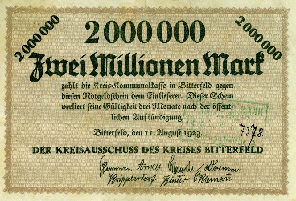 Schein der Hochinflation (Kreis Bitterfeld, 2.000.000 Mark) (Kulturstiftung Sachsen-Anhalt CC BY-NC-SA)