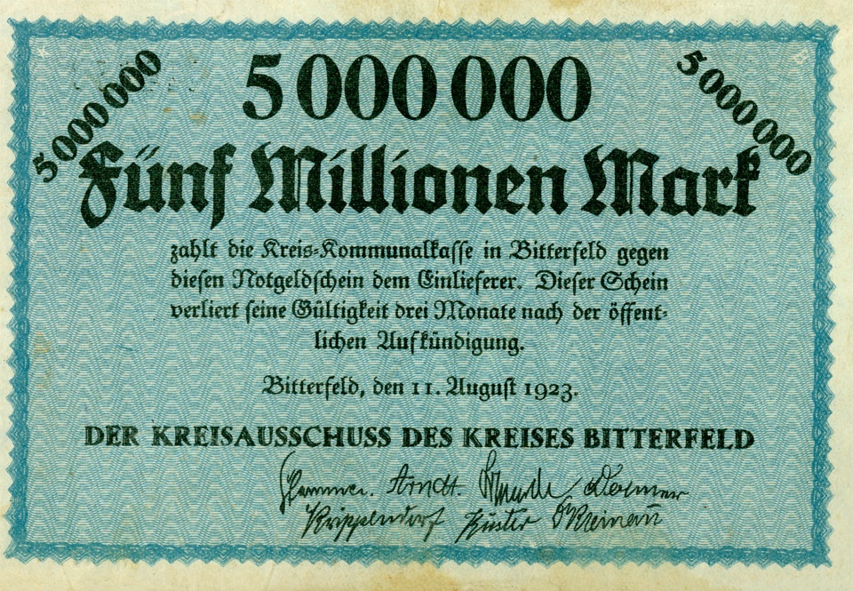 Schein der Hochinflation (Kreis Bitterfeld, 5.000.000 Mark) (Kulturstiftung Sachsen-Anhalt CC BY-NC-SA)