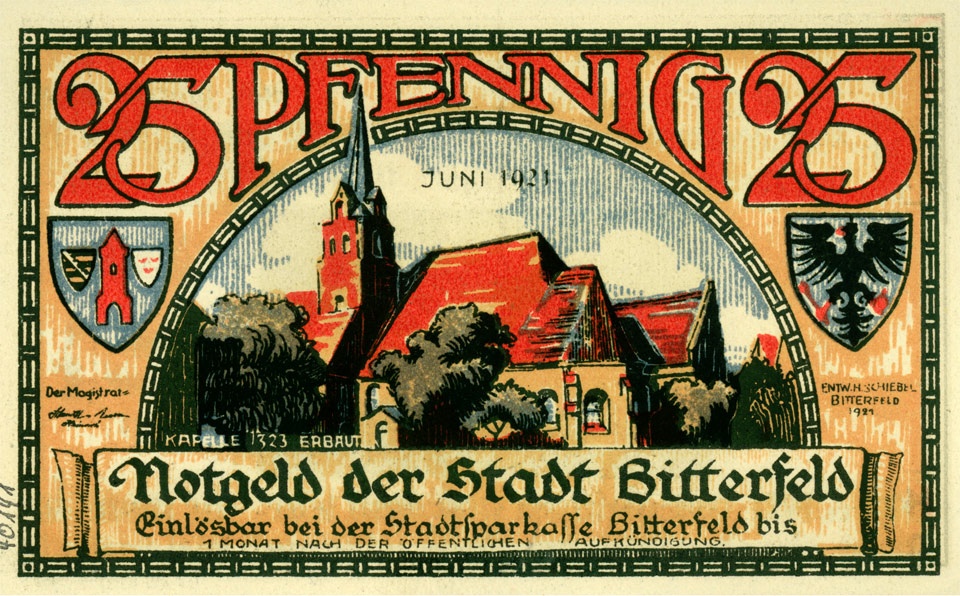 Notgeldschein der Stadt Bitterfeld (25 Pfennig, 1921) (Kulturstiftung Sachsen-Anhalt CC BY-NC-SA)