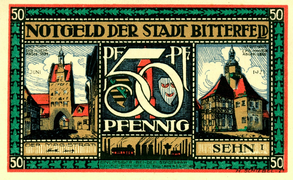 Notgeldschein der Stadt Bitterfeld (50 Pfennig, 1921) (Kulturstiftung Sachsen-Anhalt CC BY-NC-SA)