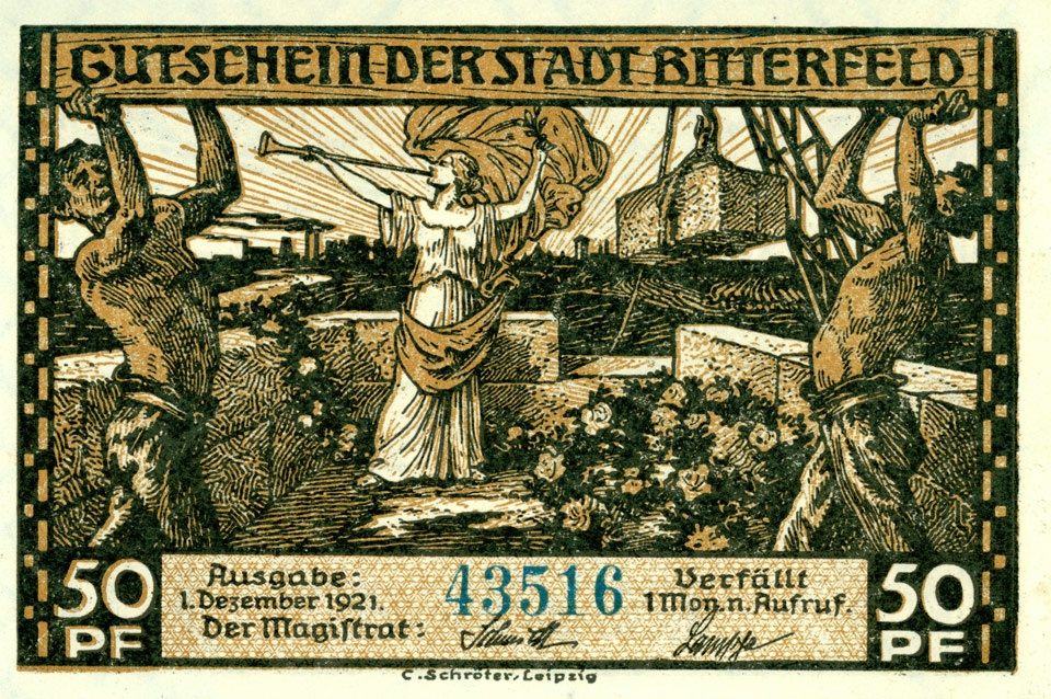 Gutschein der Stadt Bitterfeld (50 Pfennig, Dezember 1921) (Kulturstiftung Sachsen-Anhalt CC BY-NC-SA)