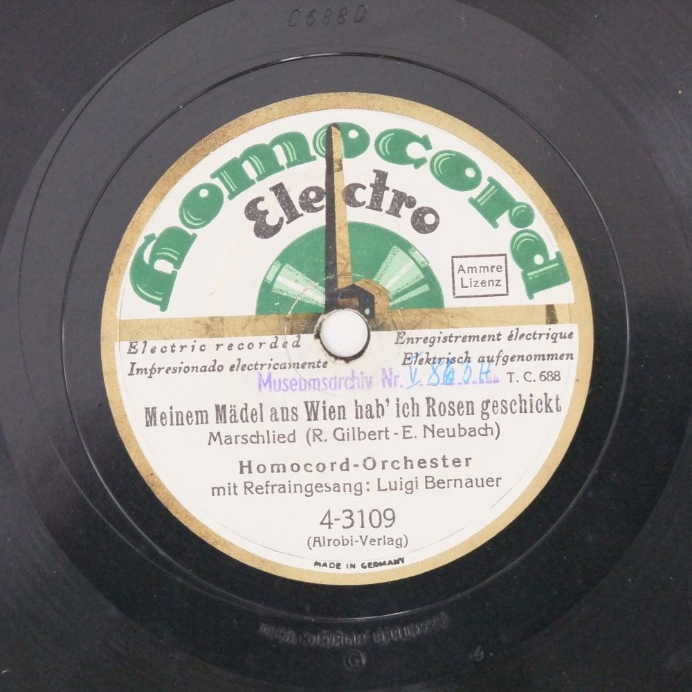 Schallplatte 78 rpm des Labels Homocord (Kreismuseum Bitterfeld CC BY-NC-SA)
