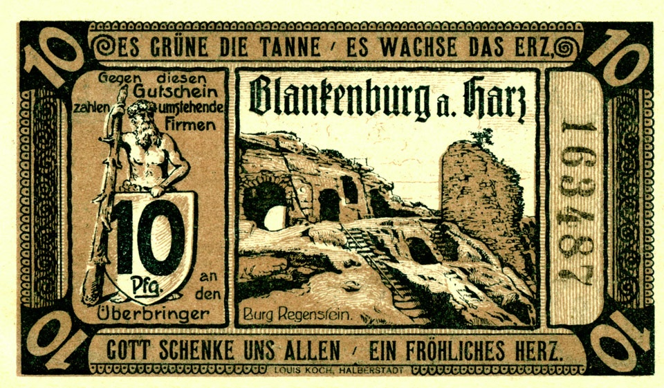 Gutschein über 10 Pfennig (Blankenburg a. Harz) (Kulturstiftung Sachsen-Anhalt CC BY-NC-SA)