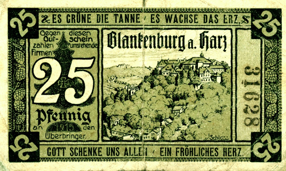 Gutschein über 25 Pfennig (Blankenburg a. Harz) (Kulturstiftung Sachsen-Anhalt CC BY-NC-SA)