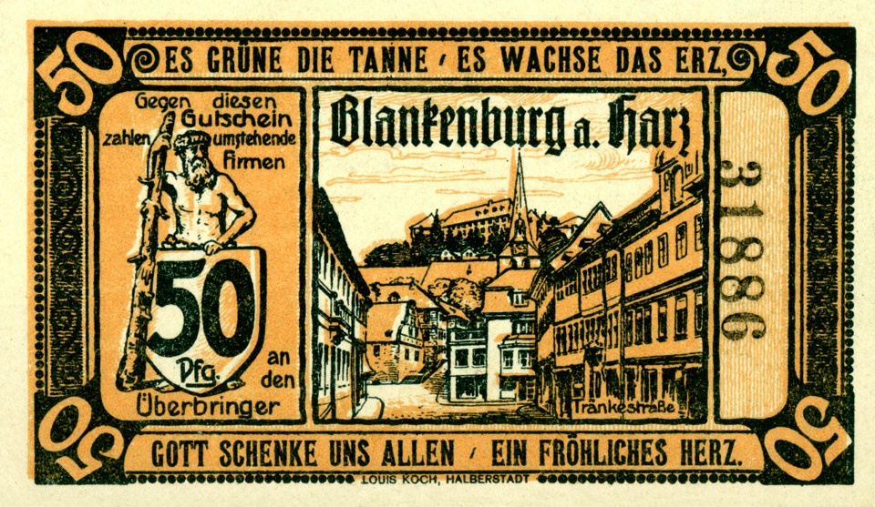 Gutschein über 50 Pfennig (Blankenburg a. Harz) (Kulturstiftung Sachsen-Anhalt CC BY-NC-SA)
