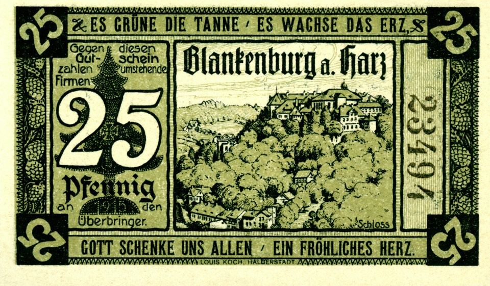 Gutschein über 25 Pfennig (Blankenburg a. Harz) (Kulturstiftung Sachsen-Anhalt CC BY-NC-SA)