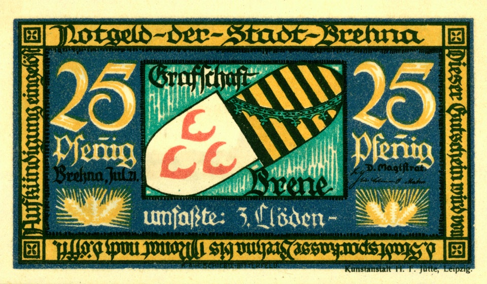 Notgeldschein Stadt Brehna (25 Pfennig) (Kulturstiftung Sachsen-Anhalt CC BY-NC-SA)