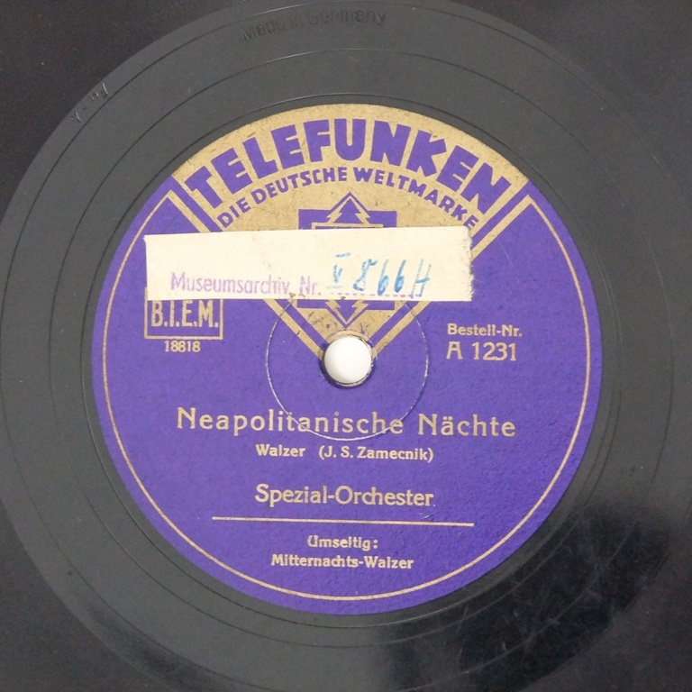 Schallplatte 78 rpm des Labels Telefunken (Kreismuseum Bitterfeld CC BY-NC-SA)
