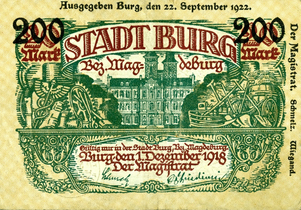 Großnotgeldschein der Stadt Burg (200 Mark) (Kulturstiftung Sachsen-Anhalt CC BY-NC-SA)