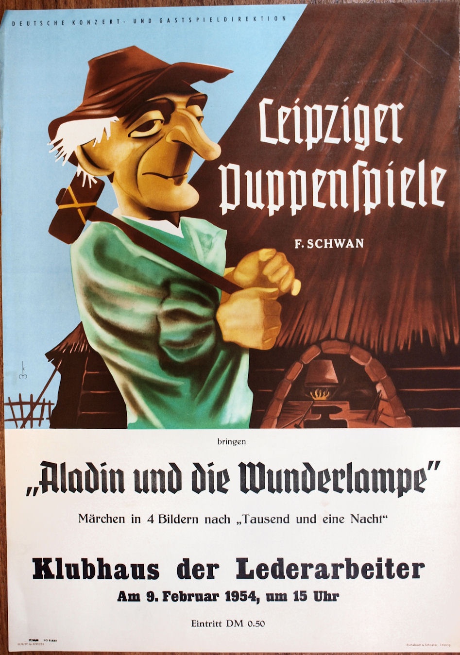 Plakat/Kultur &quot;Leipziger Puppenspiele&quot;, DDR, Weißenfels 1953 (Museum Weißenfels - Schloss Neu-Augustusburg CC BY-NC-SA)