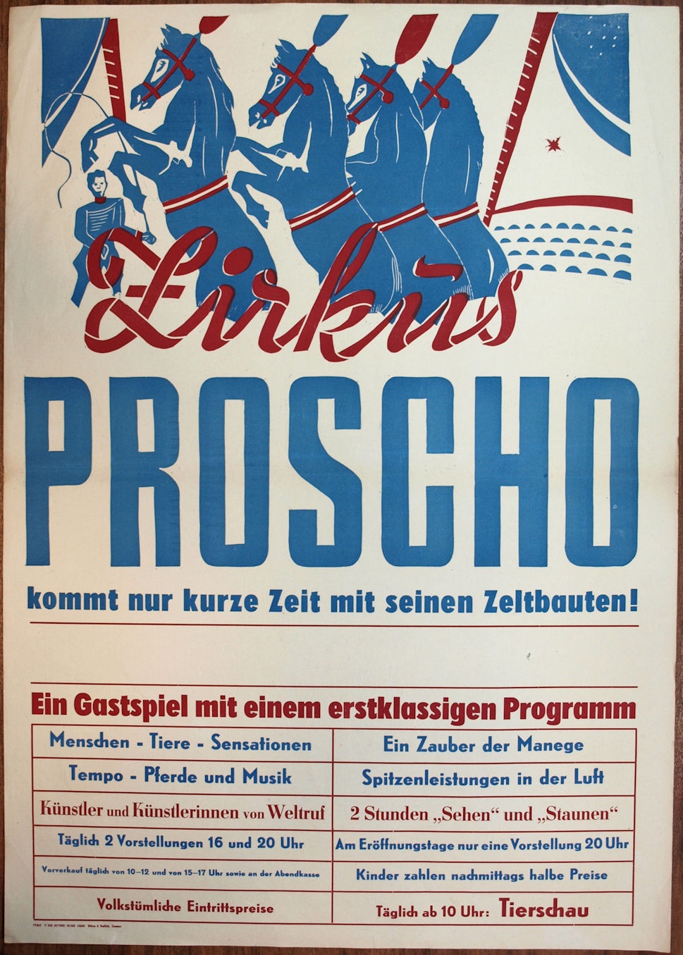 Plakat/ Kultur &quot; Zirkus Proscho&quot;, DDR, 1952 (Museum Weißenfels - Schloss Neu-Augustusburg CC BY-NC-SA)