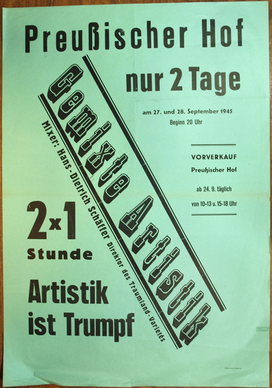 Plakat/ Kultur &quot;Gemixte Artistik&quot;, Nachkriegszeit, Weißenfels 1945 (Museum Weißenfels - Schloss Neu-Augustusburg CC BY-NC-SA)
