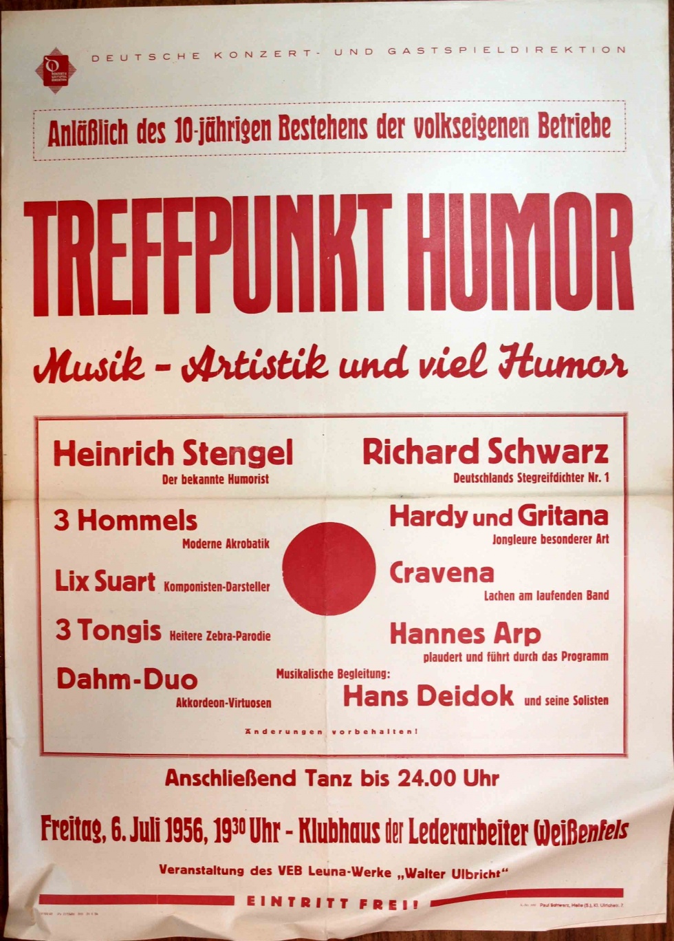 Plakat/ Kultur &quot;Treffpunkt Humor...&quot;, DDR, Weißenfels 1956 (Museum Weißenfels - Schloss Neu-Augustusburg CC BY-NC-SA)
