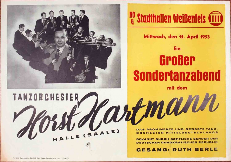 Plakat/ Kultur &quot;Tanzorchester Horst Hartmann&quot;, DDR, Weißenfels 1953 (Museum Weißenfels - Schloss Neu-Augustusburg CC BY-NC-SA)