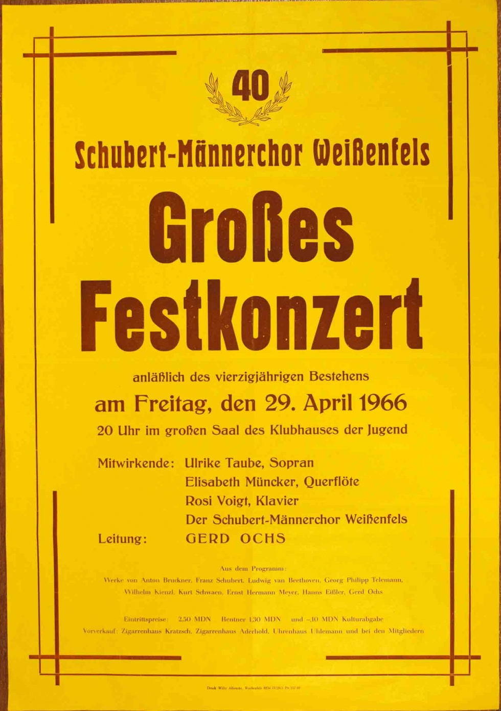 Plakat/ Kultur "Großes Festkonzert", DDR, Weißenfels 1966 (Museum Weißenfels - Schloss Neu-Augustusburg CC BY-NC-SA)