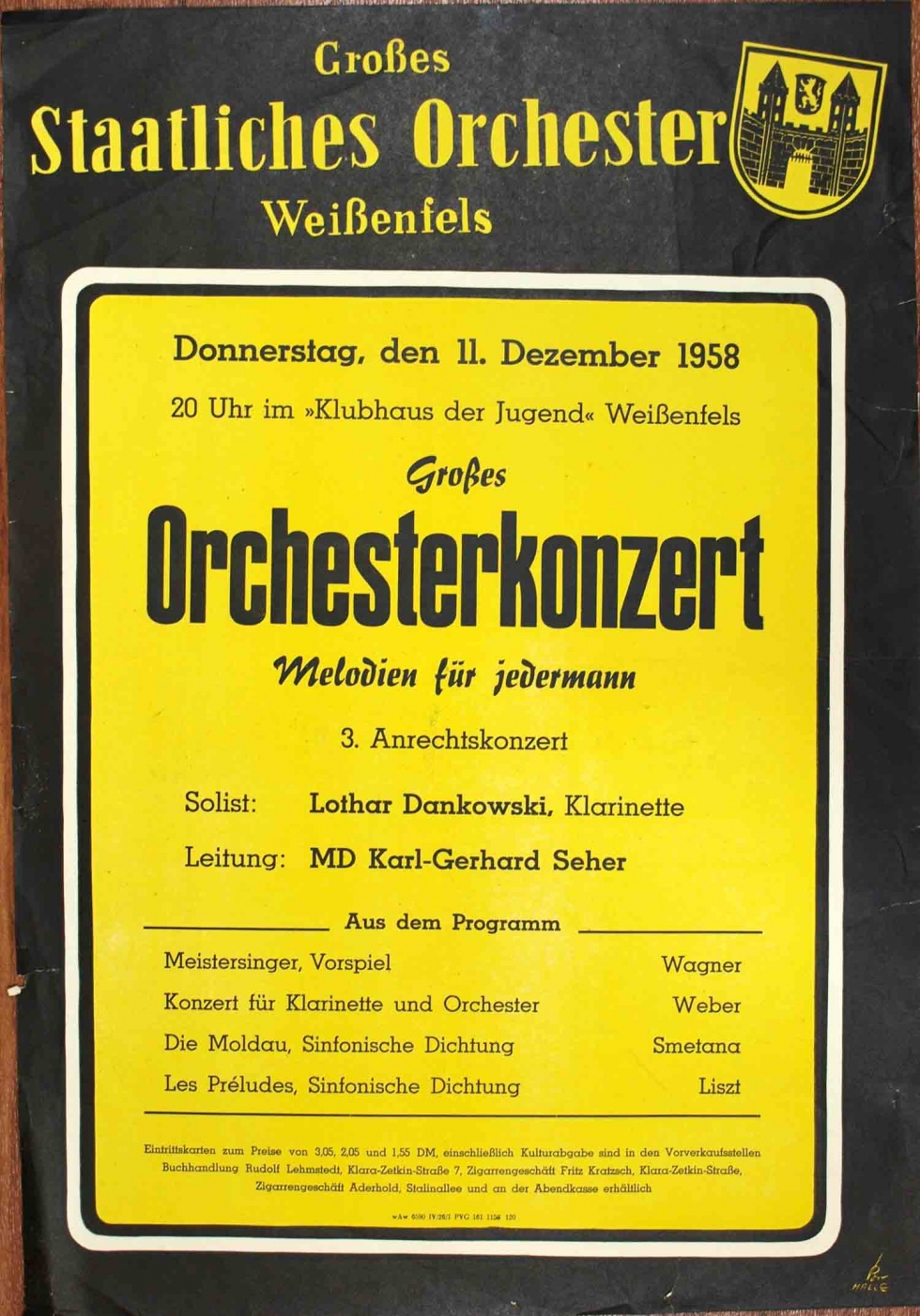 Plakat/ Kultur" Großes Orchesterkonzert...", DDR, Weißenfels 1958 (Museum Weißenfels - Schloss Neu-Augustusburg CC BY-NC-SA)