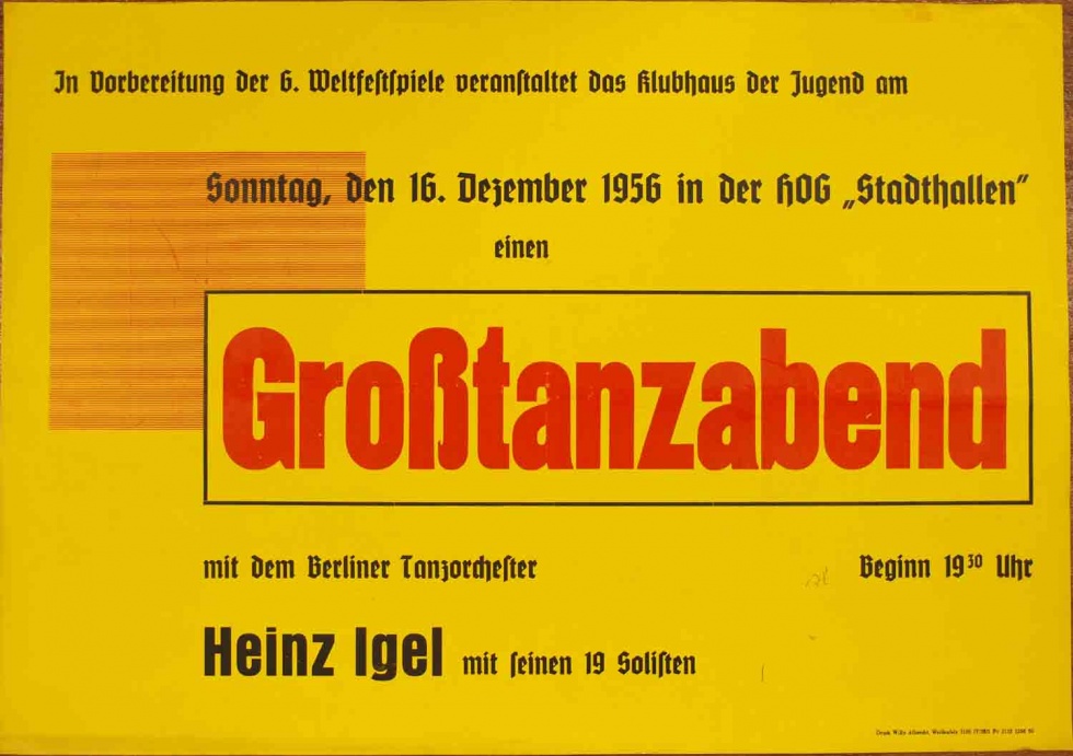 Plakat/ Kultur "Großtanzabend", DDR, Weißenfels 1956 (Museum Weißenfels - Schloss Neu-Augustusburg CC BY-NC-SA)