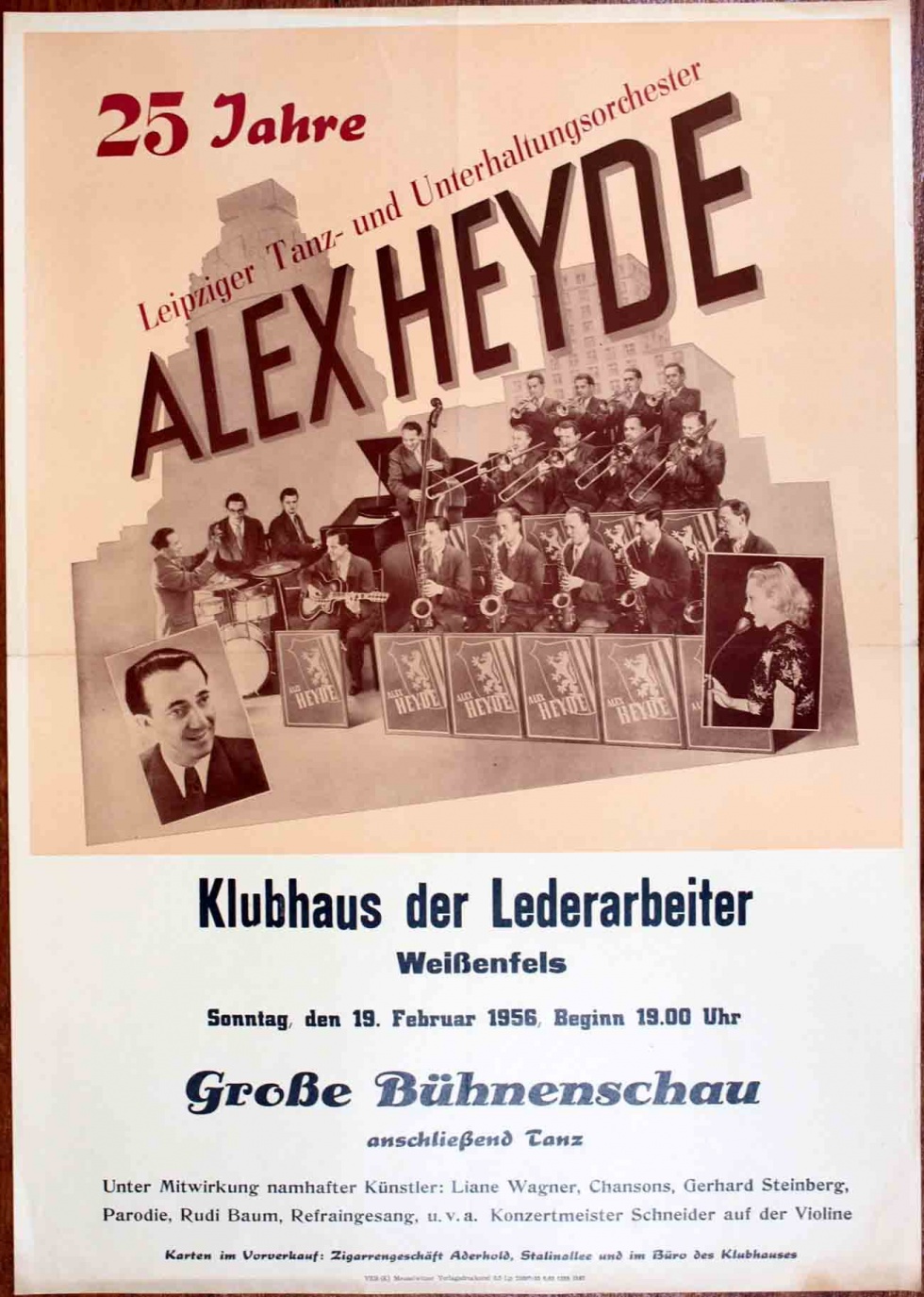 Plakat/Kultur &quot;25 Jahre Leipziger Tanz- und Unterhaltungsorchester..., DDR, Weißenfels 1956 (Museum Weißenfels - Schloss Neu-Augustusburg CC BY-NC-SA)
