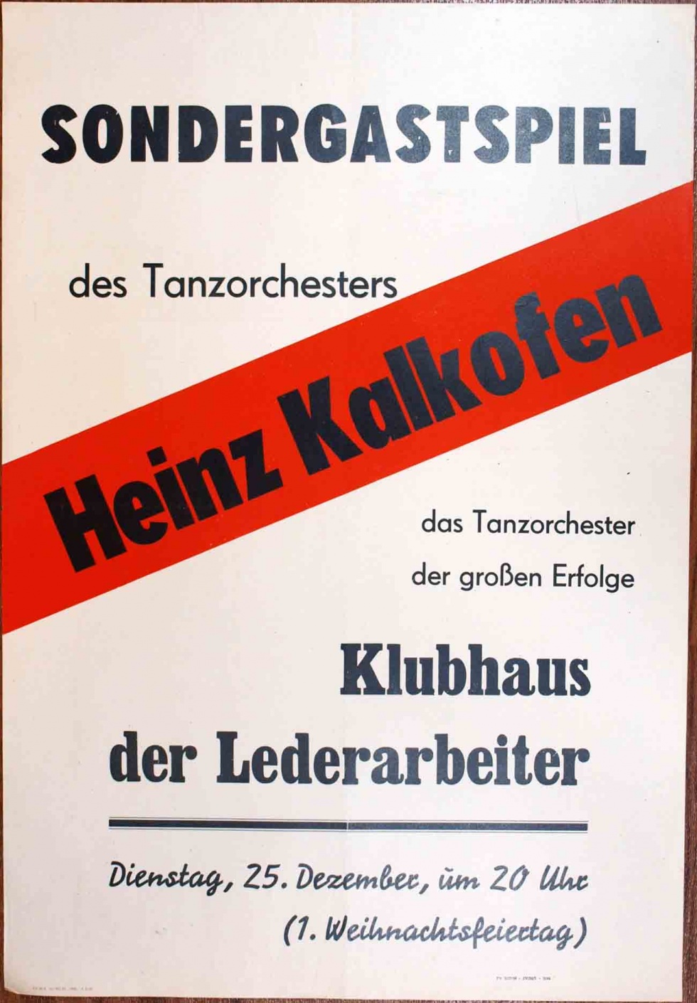 Plakat/Kultur &quot;Tanzorchester Heinz Kalkofen&quot;, DDR, Weißenfels 1956 (Museum Weißenfels - Schloss Neu-Augustusburg CC BY-NC-SA)