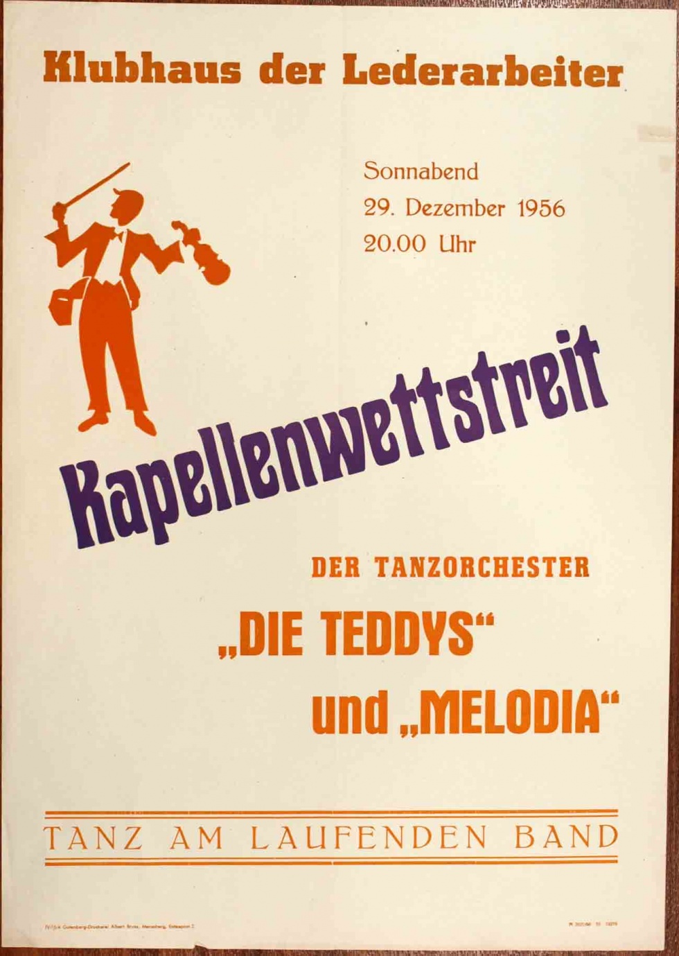 Plakat/Kultur &quot;Kapellenwettstreit&quot;, DDR, Weißenfels 1956 (Museum Weißenfels - Schloss Neu-Augustusburg CC BY-NC-SA)