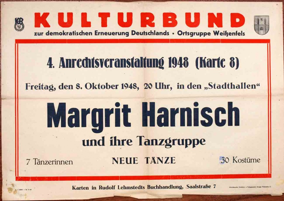 Plakat/Kultur &quot;Kulturbund - 4. Anrechtsveranstaltung...&quot;, Nachkriegszeit, Weißenfels 1948 (Museum Weißenfels - Schloss Neu-Augustusburg CC BY-NC-SA)