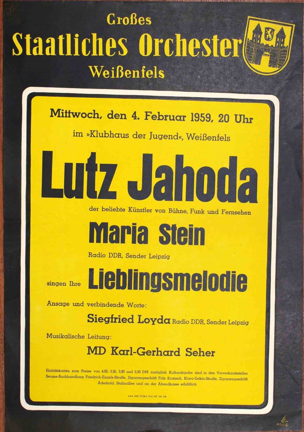 Plakat/Kultur &quot; Lutz Jahoda...&quot;, DDR, Weißenfels (Museum Weißenfels - Schloss Neu-Augustusburg CC BY-NC-SA)