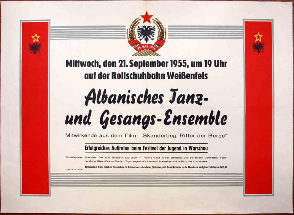 Plakat/Kultur &quot;Albanisches Tanz- und Gesangs-Ensemble&quot;, DDR, Weißenfels 1955 (Museum Weißenfels - Schloss Neu-Augustusburg CC BY-NC-SA)
