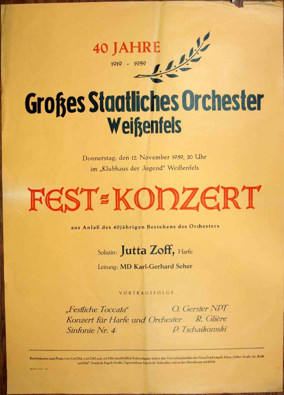 Plakat/Kultur &quot;Festkonzert&quot;, DDR, Weißenfels 1959 (Museum Weißenfels - Schloss Neu-Augustusburg CC BY-NC-SA)