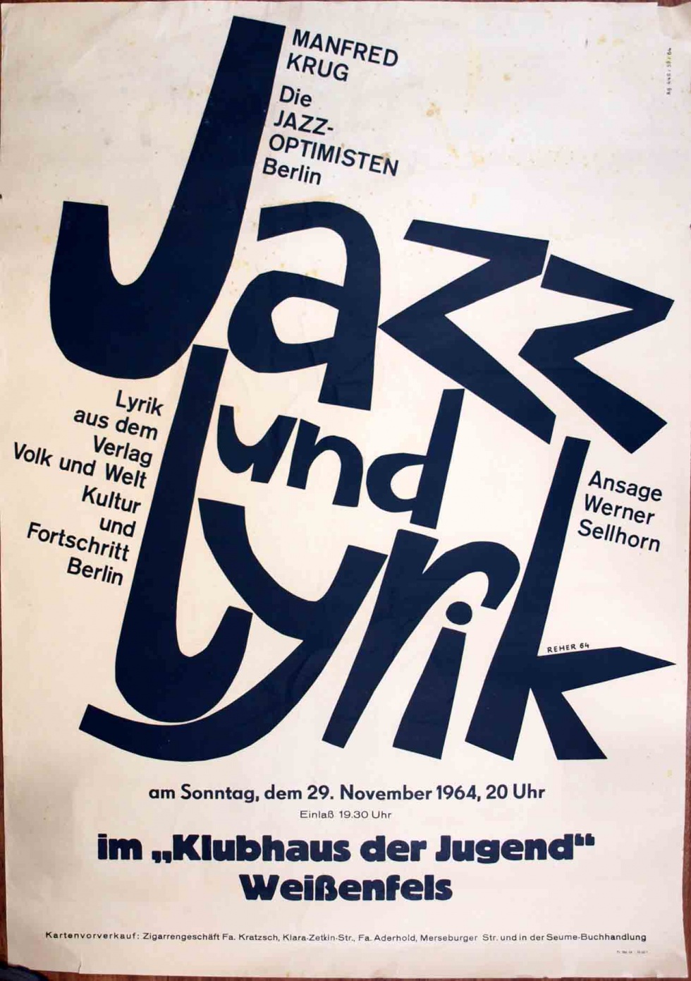 Plakat/Kultur &quot;Jazz und Lyrik&quot;, DDR, Weißenfels 1964 (Museum Weißenfels - Schloss Neu-Augustusburg CC BY-NC-SA)