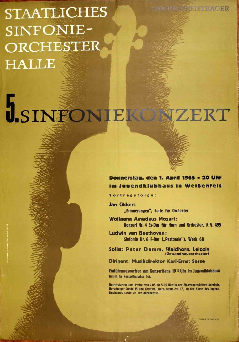 Plakat/Kultur &quot;5. Sinfoniekonzert&quot;, DDR, Weißenfels 1965 (Museum Weißenfels - Schloss Neu-Augustusburg CC BY-NC-SA)