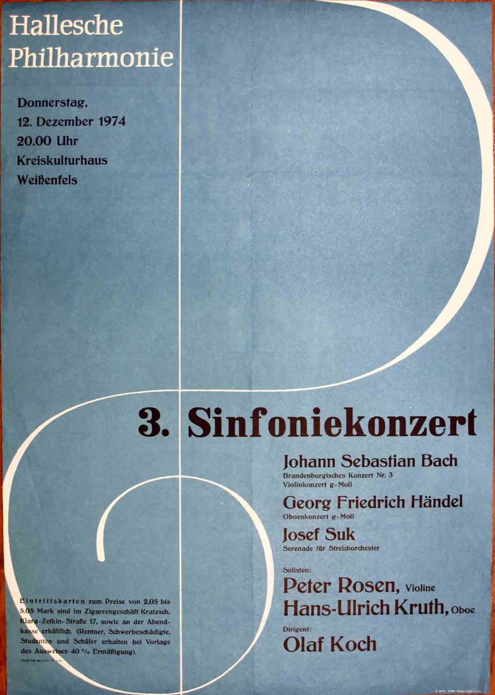 Plakat/Kultur &quot;3. Sinfoniekonzert&quot;, DDR, Weißenfels 1974 (Museum Weißenfels - Schloss Neu-Augustusburg CC BY-NC-SA)