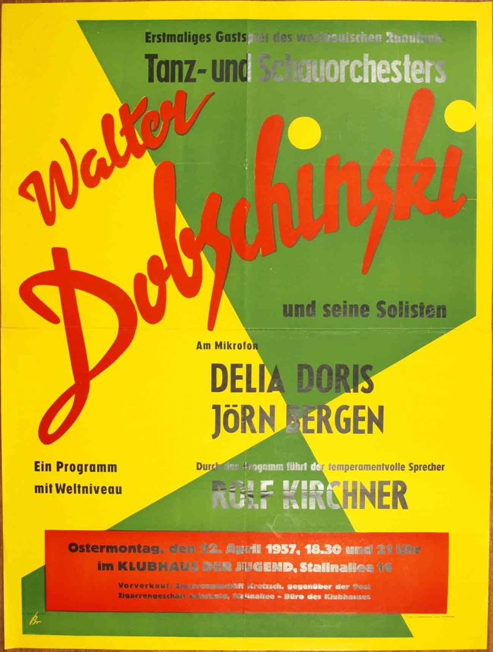 Plakat/Kultur &quot;Tanz und Schauorchester Walter Dobschinski&quot;, DDR, Weißenfels 1957 (Museum Weißenfels - Schloss Neu-Augustusburg CC BY-NC-SA)