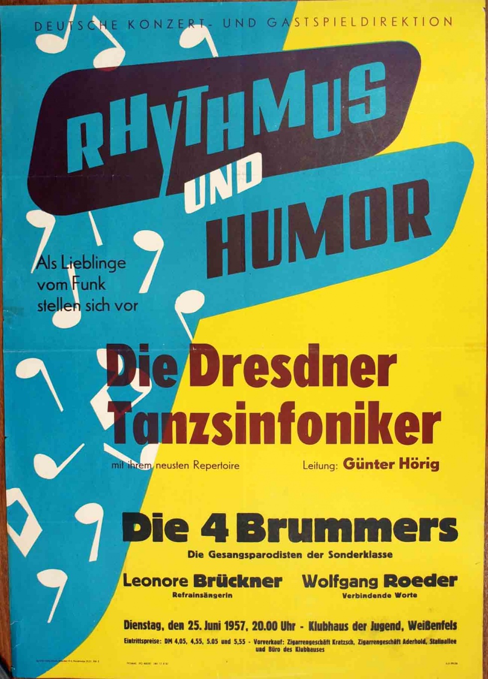 Plakat/Kultur &quot;Rhytmus und Humor&quot;, DDR, Weißenfels 1957 (Museum Weißenfels - Schloss Neu-Augustusburg CC BY-NC-SA)