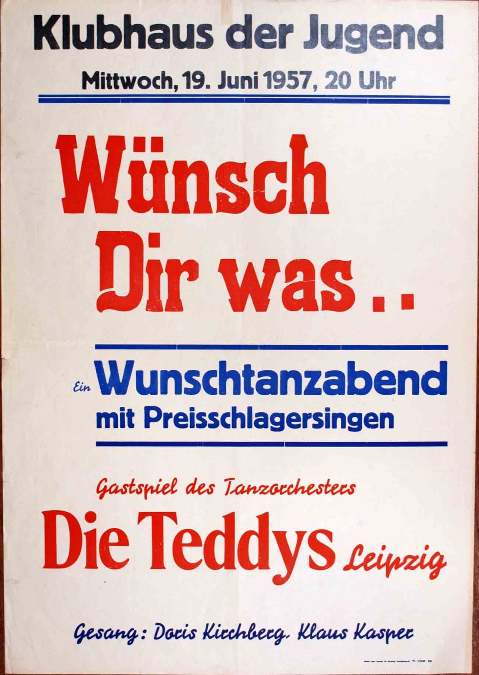 Plakat/Kultur &quot;Wünsch Dir was..&quot;, DDR, Weißenfels 1957 (Museum Weißenfels - Schloss Neu-Augustusburg CC BY-NC-SA)