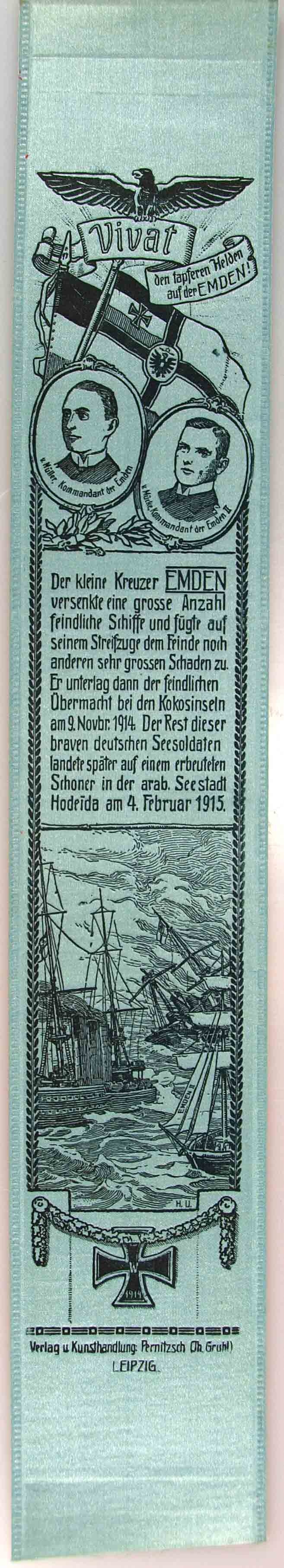 &quot;Vivat den tapferen Helden auf der Emden&quot;, 1915, 1.Weltkrieg (Museum Weißenfels - Schloss Neu-Augustusburg CC BY-NC-SA)