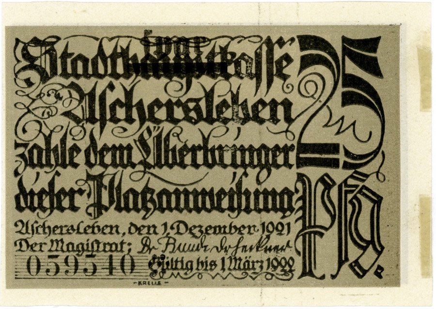 Serienschein Stadt Aschersleben (25 Pfennig) (Kulturstiftung Sachsen-Anhalt CC BY-NC-SA)