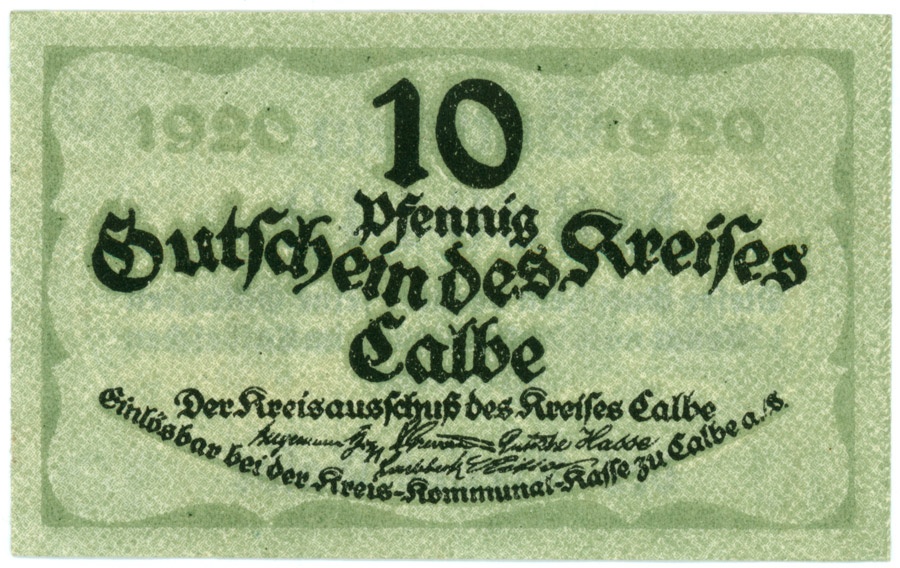 Gutschein Kreis Calbe a.d. Milde (10 Pfennig) (Kulturstiftung Sachsen-Anhalt CC BY-NC-SA)