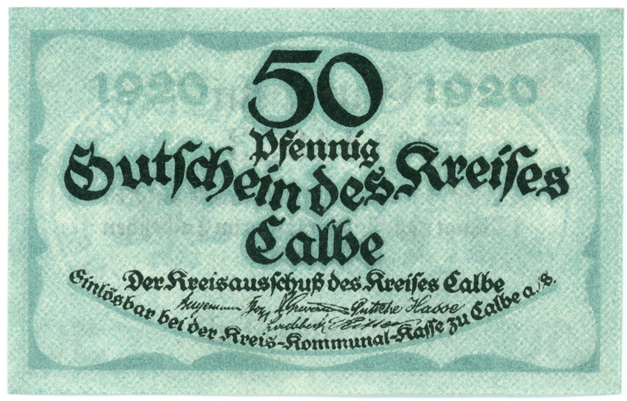 Gutschein Kreis Calbe a.d. Milde (50 Pfennig) (Kulturstiftung Sachsen-Anhalt CC BY-NC-SA)