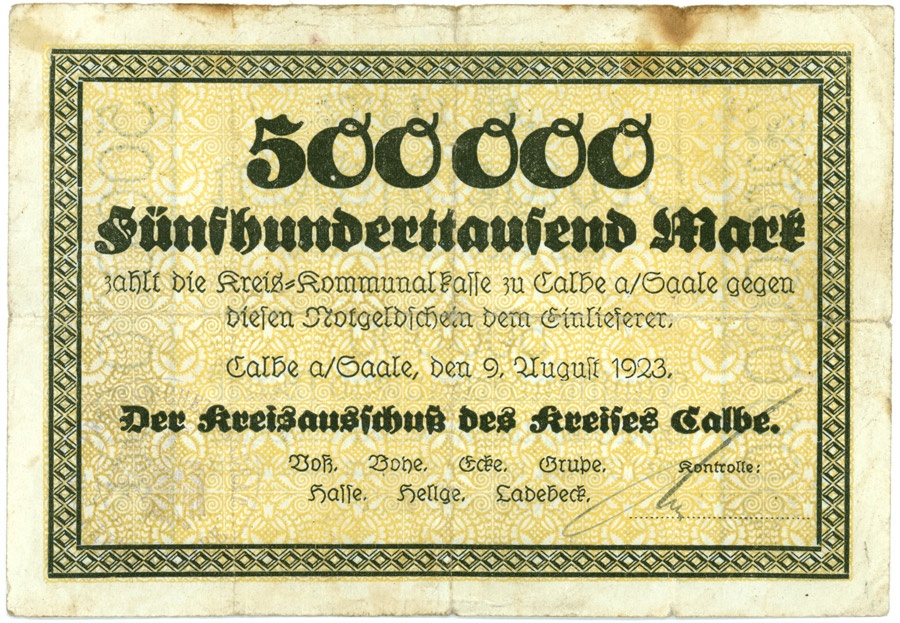 Schein der Hochinflation Kreis Calbe a.d. Saale (500.000 Mark) (Kulturstiftung Sachsen-Anhalt CC BY-NC-SA)