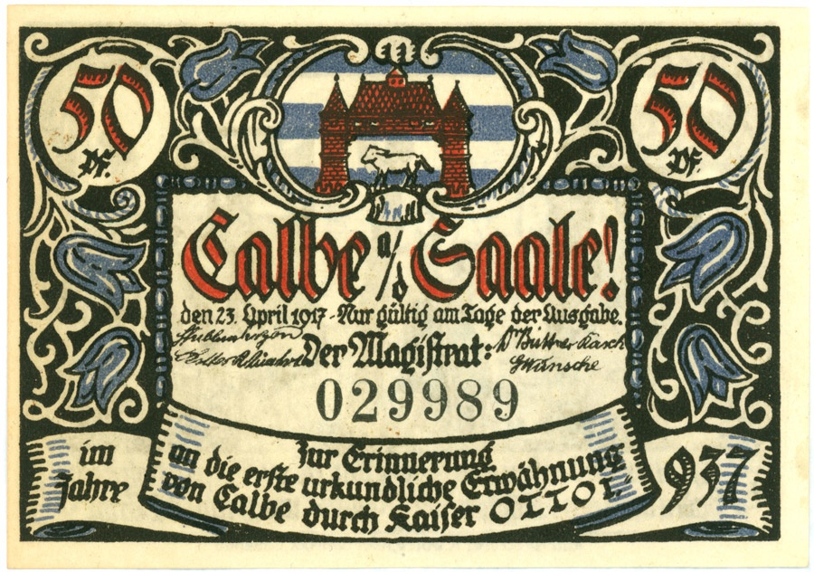 Serienschein Stadt Calbe a.d. Saale (50 Pfennig) (Kulturstiftung Sachsen-Anhalt CC BY-NC-SA)