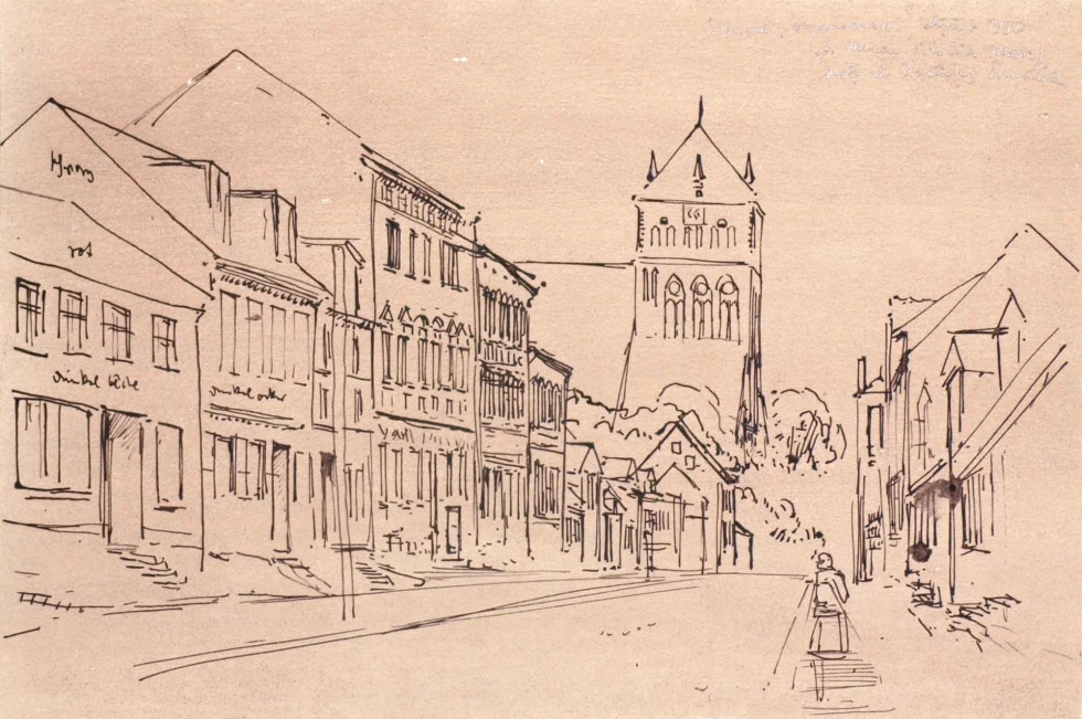 Zeichnung Greifswald, Hans Griepentrog 1950 (Museum Weißenfels - Schloss Neu-Augustusburg CC BY-NC-SA)