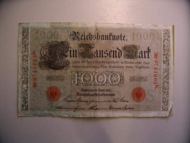 Reichsbanknote 1000 Mark (Museum Petersberg CC BY-NC-SA)
