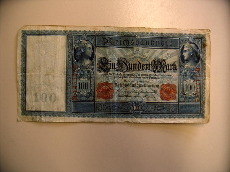 Reichsbanknote 100 Mark (lang) (Museum Petersberg CC BY-NC-SA)